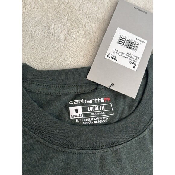 Carhartt Mens Green Flame Resistant Force Cotton Long Sleeve Shirt Medium CAT 2 - Picture 2 of 10